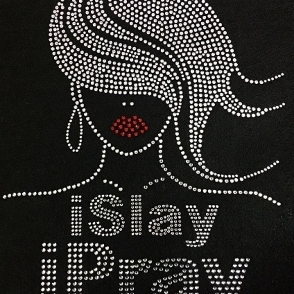 handmade Tops - I slay I pray Rhinestone Women Shirt